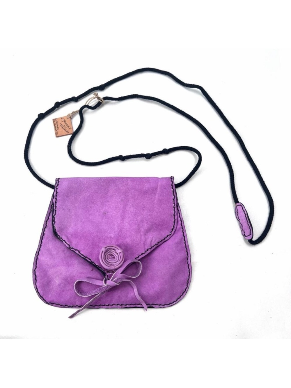 Handmade In Uruguay Genuine Leather Small Pouch Crossbody Bag Lavender Color